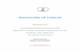 University of Calicutcuonline.ac.in/uguploads/PROSPECTUS_UG_ADMISSIONS_2016.pdfto the University of Calicut including 50 % of seats set apart for Merit ... 1.2.5 Seat Allotment Protocol