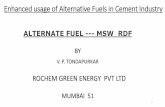ALTERNATE FUEL --- MSW RDF Consumption 70 –to-90Kwh/Ton Thermal & Electric Energy accounts for 40% of Operation Cost Cement Production accounts for 5% of Global MM CO2 Emissions