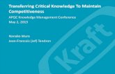 Transferring Critical Knowledge To Maintain Competitiveness · PDF fileKraft Foods Group, Inc. Transferring Critical Knowledge To Maintain Competitiveness ... Assignment Successor