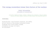 The energy-momentum tensor form factors of the nucleon ... · PDF fileThe energy-momentum tensor form factors of the nucleon Peter Schweitzer ... has important applications:
