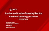 Ansible and Ansible Tower by Red Hat - Intro. 8 Ansible and Ansible Tower by Red Hat ANSIBLE’S ... PLAYBOOK PUBLIC / PRIVATE CLOUD CMDB USERS INVENTORY HOSTS NETWORKING PLUGINS API