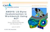 ANSYS/LS-Dyna Customization in Workbench … Customization in Workbench Using ACT ... — LS-Dyna is a very popular commercial explicit dynamics ... • Applications include impact,