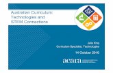 Australian Curriculum: Technologies and STEM … Curriculum...Australian Curriculum: Technologies and STEM Connections 14 October 2016 Julie King Curriculum Specialist, Technologies