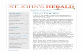 ST. JOHN’S HERALD. John’s Herald 1 ST. JOHN’S HERALD Newsletter | January 2017 Pastor’s Paragraphs “Listen to this prayer of mine, God; pay attention to what I’m asking.
