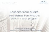 Key themes from VAGO’s 2010-11 audit program · PDF fileKey themes from VAGO’s 2010-11 audit program ... Detailed Handout CSA seminar for Ministers and Secretaries ... Facilitating
