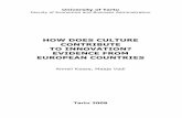 HOW DOES CULTURE CONTRIBUTE TO INNOVATION? EVIDENCE · PDF fileUniversity of Tartu Faculty of Economics and Business Administration HOW DOES CULTURE CONTRIBUTE TO INNOVATION? EVIDENCE