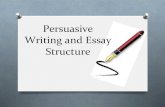 Persuasive) Writing)and)Essay) Structure) Writing)and)Essay) Structure ... O Write a thesis statement that ... O Follow that order in the rest of the essay O Various Organizational
