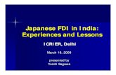 Japanese FDI in India. sagawa - ICRIERicrier.org/pdf/Yuichi Sagawa.pdf · Why Japan’s FDI has been ... ˜Macro investment environment was not firmly structured ... Japanese FDI