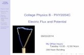 College Physics B - Hadroncrede/FILES/FALL2014/Electric_Field... · College Physics B Electric Field Electric Flux Gauss’ Law Electric Potential Electric Potential Energy Voltage