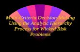 Multi-Criteria Decision-Making Using the Analytic ... · PDF fileUsing the Analytic Hierarchy Process for Wicked Risk ... 5. Fuzzy AHP Group 6. ... AHP Step 1: Forming the