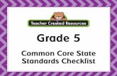 Grade 5 - Teacher Created · PDF file · 2013-08-13CCSS Checklist—Grade 5 Literature 2 Teacher Created Resources Craft and Structure Standard Date Taught Date Retaught Date Assessed