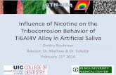 Influence of Nicotine on the Tribocorrosion Behavior of ...ibtn.lab.uic.edu/presentations/IBTN_Nicotine_TC_Dmitry.pdf · Tribocorrosion Behavior of ... •Biomechanical forces and