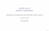 MTAT.07.017 Applied Cryptography - ut · May be extended if you have a good excuse ... Feedback will be given using Bitbucket code comment feature 8/31. Python Cheat Sheet Resource