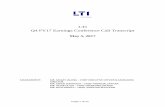 LTI Q4 FY17 Earnings Conference Call Transcript · Q4 FY17 Earnings Conference Call Transcript May 5, 2017 ... transformation journey around sales ... space even as Netflix and Amazon