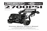 2700 PSI - Pressure Washer Parts and Accessories€¦ ·  · 2013-01-21Model No. 1676-1 (2700 PSI Pressure Washer) ... from that shown. 2 Generac 2700 PSI Pressure Washer ... •