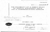 THE FEASIBILITY OF A DIRECT RELAY OF APOLLO … · the feasibility of a direct relay of apollo spacecraft data via a communication sateltlte by 1 gpo ... of apollo spacecraft data