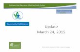 Community First Choice Update March 24, 2015 · BACKGROUND • The ACA added federal authority for CFC • Legislation passed in June of 2014 oESHB 2746 oSSB 6387 • CFC workgroup