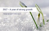 2017 – A year of strong growth/media/Files/F/Finnair-IR/...8,194 6,420 Passengers Capacity (ASK) Traffic (RPK) ASK, mill. Pax, mill. PLF 78.3% 80.3% * excl. SMT Q4 2016 Q4 2017 2