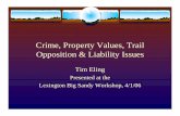 Crime, Property Values, Trail Opposition & Liability Issuesatfiles.org/files/pdf/CrimeOppLiability.pdf · Crime, Property Values, Trail Opposition & Liability Issues Tim Eling Presented