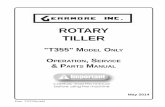 ROTARY TILLER - Gearmore · ROTARY TILLER "T355" MODEL ONLY OPERATION, SERVICE ... (sample): RECOMMENDED USE The ... Before installing the PTO shaft make sure that the RPM rating
