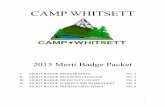 2013 Merit Badge Packet - Camp Whitsett€¦ · 2013 Merit Badge Packet I. MERIT BADGE REGISTRATION PG. 2 II ... Camping 5E, 7B, 8D, 9A & B Requirement III. Cit. in the Nation Requirement