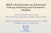 IAEA’s Programme on Advanced - International Atomic ... · IAEA’s Programme on Advanced Energy Planning and Economic Studies ... PESS has developed a full suite of analytic tools