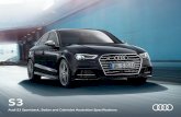Audi S3 Sportback, Sedan and Cabriolet Australian ... · Audi design selection, in black leather fine Nappa upholstery with Express red stitching and air vents in Express red AR Audi