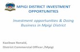 MPIGI DISTRICT INVESTMENT OPPORTUNITIES DISTRICT INVESTMENT... · Termineria Market: Tree farmers in district & across Uganda Setting up a wood treatment plant Increased growing of