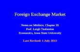 Foreign Exchange Market - Economics Exchange Market Notes on Mishkin, Chapter 20 Prof. Leigh Tesfatsion Economics, Iowa State University Last Revised: 1 July 2013