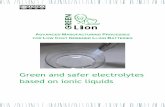 Green and safer electrolytes based on ionic liquids - GREENLION project · Green and safer electrolytes based on ionic liquids . 1 ... AC = activated charcoal. Thick arrows indicate