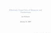 Effectively Closed Sets of Measures and Randomness · Eﬀectively Closed Sets of Measures and Randomness Jan Reimann January 12, 2007. Outline Motivation ... Frostman’s Lemma is