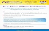 tips for Writing an OR Manager awards nomination2017.ormanagerconference.com/wp-content/uploads/... · tips for Writing an OR Manager awards nomination ... strives for excellence