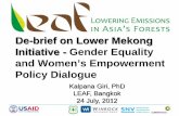 De-brief on Lower Mekong Initiative - Gender Equality and ... · Initiative - Gender Equality and Women’s Empowerment ... Cambodia, Laos, Vietnam, Thailand, Myanmar ... environment