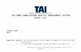 QUALITY SYSTEM QUESTIONNAIRE - TAI - Türk … · Web viewTURKISH AEROSPACE INDUSTRIES INC. ISO 9001:2000/AS9100 QUALITY MANAGEMENT SYSTEM CHECK LIST SYSTEM REQUIREMENTS YES NO I