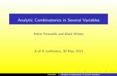 Analytic Combinatorics in Several Variables - Penn …pemantle//AofA.pdfScope of method Structures with recursive nature I Analysis of algorithms ... Pemantle Analytic Combinatorics