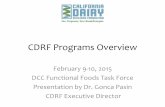CDRF Programs Overview - Dairy Council of California Dairy... · CDRF Programs Overview February 9-10, 2015 DCC Functional Foods Task Force Presentation by Dr. Gonca Pasin CDRF Executive