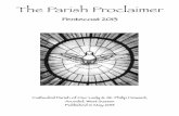 The Parish Proclaimer Proclaimer 2013.pdf · The Parish Proclaimer Pentecost 2013 Cathedral Parish of Our Lady & St. Philip Howard, Arundel, West Sussex Published in May 2013