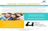 MORE THAN WORDS® - Autism Queensland - More... · MORE THAN WORDS® The Hanen Program® for parents of children with Autism Spectrum Disorder This program is delivered at: Autism