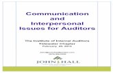 Communication and Interpersona Issues for Auditors - … · Communication and Interpersona Issues for Auditors ... Communications and Interpersonal Issues for ... Check in at reasonable