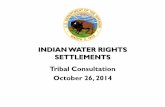 INDIAN WATER RIGHTS SETTLEMENTS Tribal … · •Upon direction from the Working Group, SIWRO establishes Federal teams to lead settlement negotiations and implementation . Federal