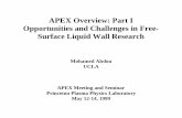 APEX Overview: Part I Opportunities and Challenges … presentations/1999/APEX 5-99/APEX...APEX Overview: Part I Opportunities and Challenges in Free-Surface Liquid Wall Research Mohamed