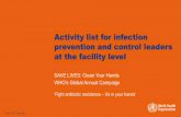 Activity list for infection prevention and control … list for infection prevention and control leaders at the facility level SAVE LIVES: Clean Your Hands WHO’s Global Annual Campaign