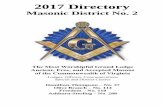 2017 Directory - vamasonicdistrict2.orgvamasonicdistrict2.org/wp-content/uploads/2017/02/2017-D2... · 2017 Directory Masonic District No. 2 The Most Worshipful Grand Lodge Ancient,