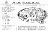 THE ONTARIO NUMISMATIST - Ontario Numismatic ...the-ona.ca/ON/V27.01-02.Jan-Feb.1988.pdfTHE ONTARIO NUMISMATIST OFFICIAL PUBLICATION OF THE ONTARIO NUMISMATIC ASSOCIATION Past - Presidents