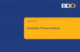 Investor Presentation - BDO Investor...8 Business Franchise #1 Loans #1 Deposits #1 Remittance #1 Trust and Asset Mgt #1 Private Banking Leading Trade Services Provider2 Major Player