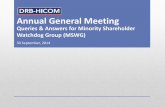 Annual General Meeting General Meeting Queries & Answers for Minority Shareholder Watchdog Group (MSWG) 30 September, 2014 Question 1: ...