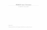 R&D tax losses - Tax Policy, Inland Revenue | News and ...taxpolicy.ird.govt.nz/.../default/files/2013-ip-r-and-d-tax-losses.pdf · Current treatment of tax losses 5 CHAPTER 3 Problem