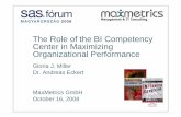 The Role of the BI Competency Center in Maximizing Organizational ... · Gloria J. Miller Dr. Andreas Eckert MaxMetrics GmbH October 16, 2008 The Role of the BI Competency Center