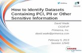 How to Identify Datasets Containing PCI, PII or Other Sensitive Information€¦ ·  · 2013-01-18How to Identify Datasets Containing PCI, PII or Other Sensitive Information David