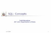 SQL: Concepts - Pennsylvania State University 210 SQL: Concepts Todd Bacastow IST 210: Organization of Data. 2/17/2004 2 IST 210 Design questions